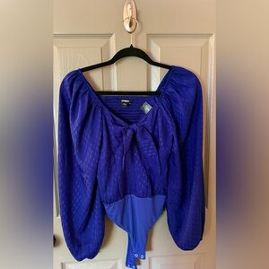 Express- Royal Blue Women's Top with Long Bishop Sleeves